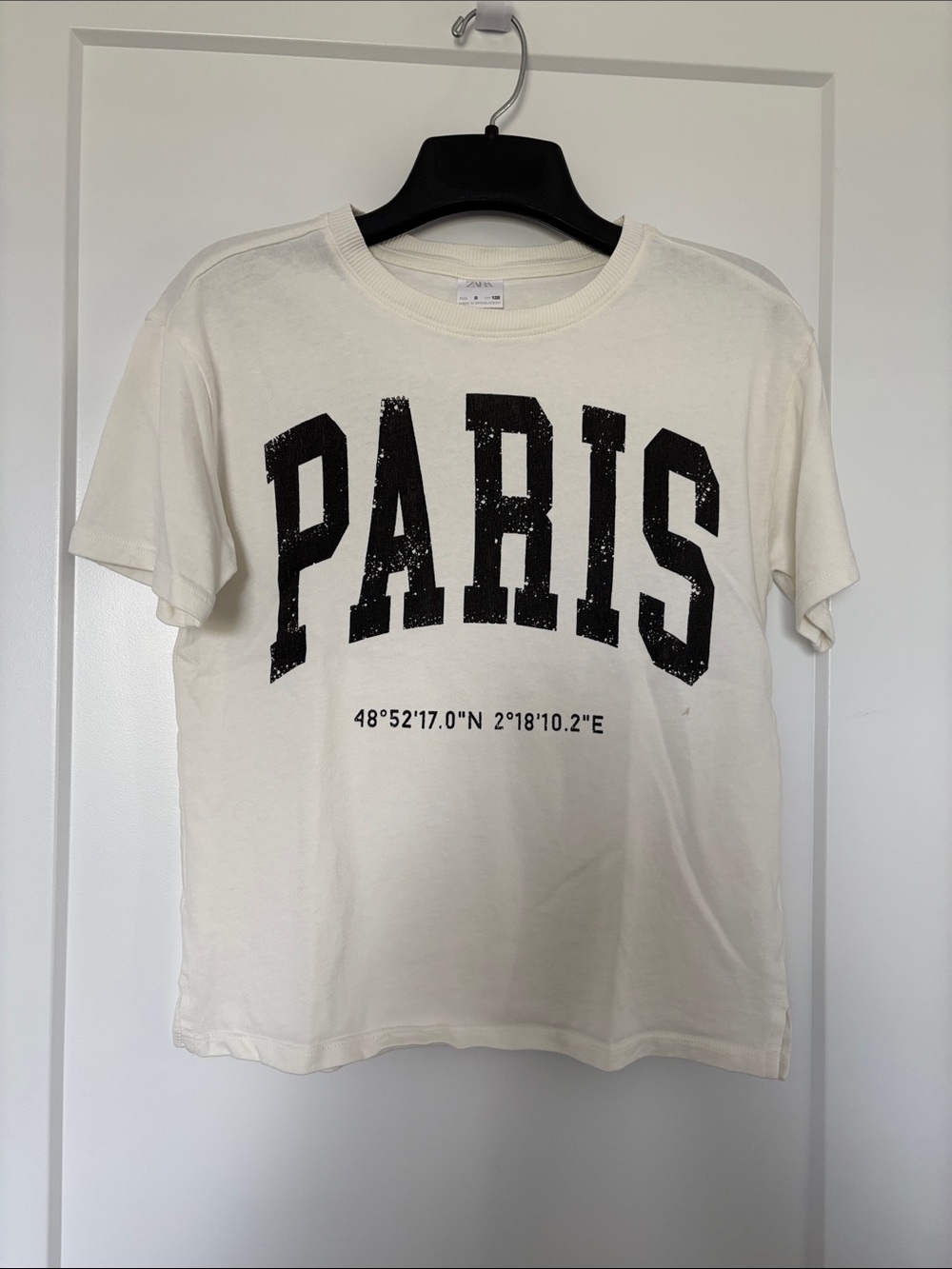 Zara White Tee with Black PARIS Print